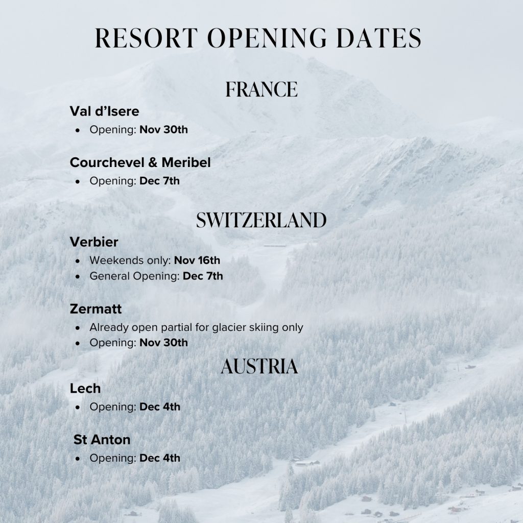 ski resort opening dates